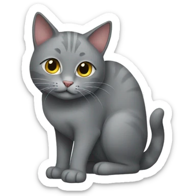 gray cat playing with trash sticker