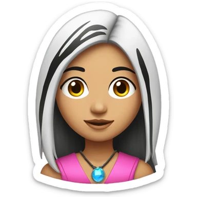  young beautiful Native American female idol scientist with feather earrings & long black hair with pink accents sticker