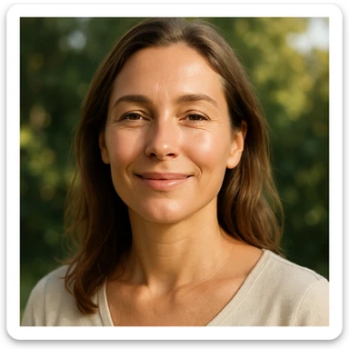 woman with excellent hormonal balance, hyper realistic style, healthy and radiant appearance, serene expression, realistic details, positive atmosphere sticker