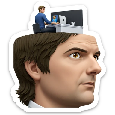 focused boy at computer sticker