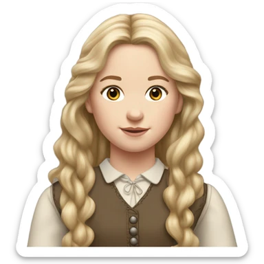 Grace ingalls with very long pale blonde hair and realistic and pretty and detailed sticker