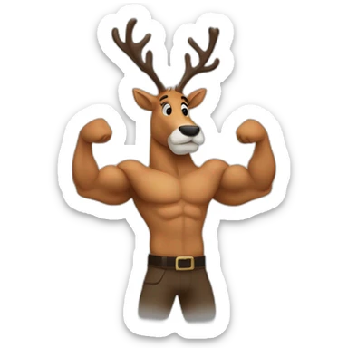 Reindeer muscular F3 shirt showing off biceps arms crossed masculine fierce torso sticker