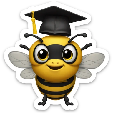 Bumblebee wearing a graduation cap sticker