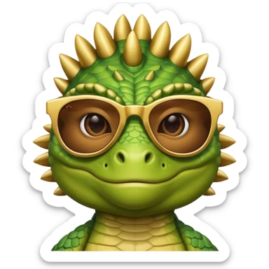 rich capitalist iguana king gold sunglasses sticker