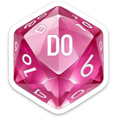 crystal gemstone d20 dice gold pink sticker