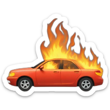 Burning car sticker