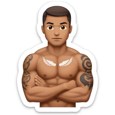 Muscular tattooed man sticker