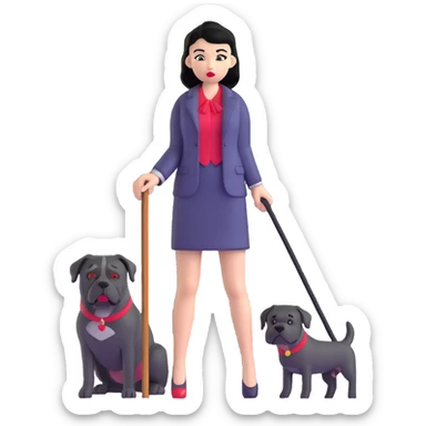 Fashionable girl with black hair and red lips with a Cane Corso dog sticker