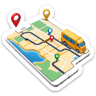 create a realistic emoji showing a map with a route for a logistic company sticker