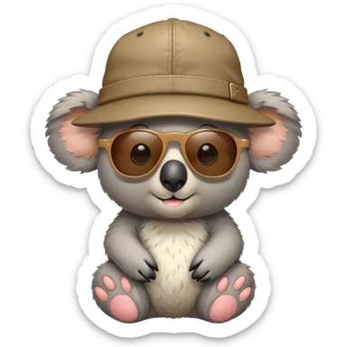koala wearing a hat with sunglasses sticker