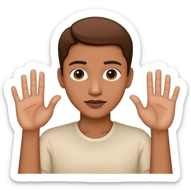 Celebrity with both hands placed down gripping an edge, isolated figure with no background elements sticker