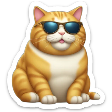 fat cat with sunglass sticker