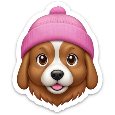 dog wearing a pink beanie sticker