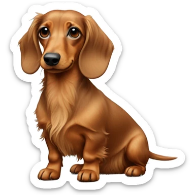 Fawn long haired Dachshund full body sticker