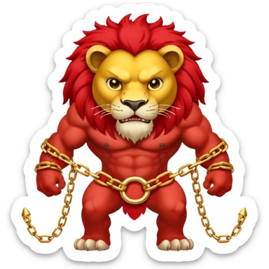 red lion with golden chain sticker
