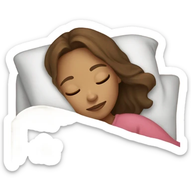 girl with brown hair and light skin sleeping with blanket on sticker