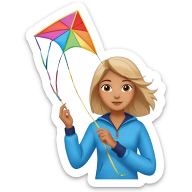 girl with kite,Kite Flyers, big kite. sticker