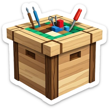 crafting table with tools like a minecraft style cube crafting table 100% like a minecraft table crafting, sticker