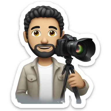 white man with black hair filming videos with camera sticker