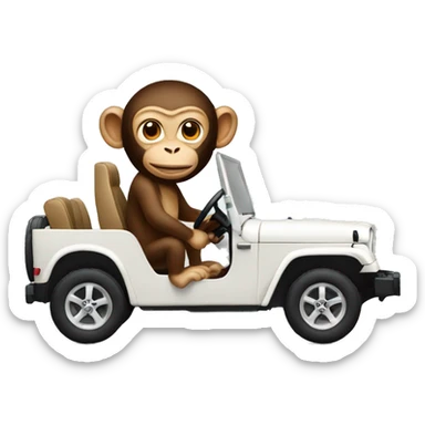 Monkey driving jeep sticker