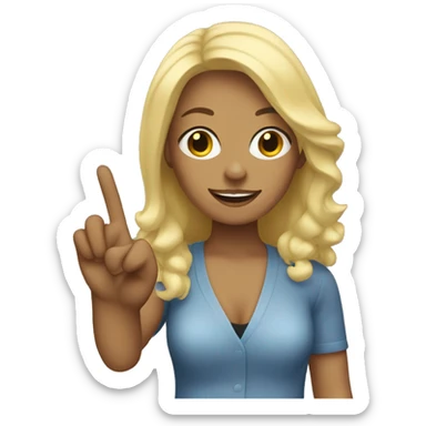 Blonde woman holding up a peace sign sticker