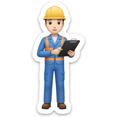 engineer standing full body with clipboard sticker