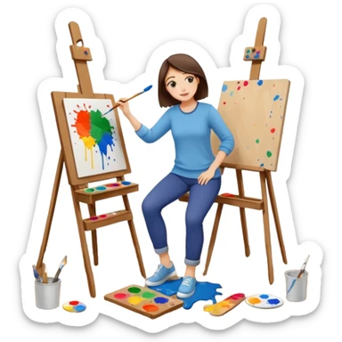 cozy art studio sticker