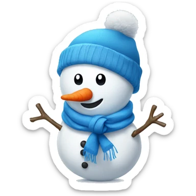 Snowman with a blue Santa hat and blue scarf sticker