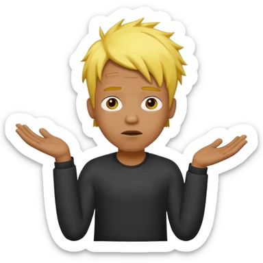 Quiero este emoji🤷🏼‍♂️ pero el chico de color negro y el pelo amarillo sticker