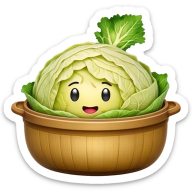 Cinematic Realistic Sauerkraut Dish Emoji, depicted as a tangy, fermented cabbage dish rendered with vibrant textures and natural, appetizing lighting. sticker
