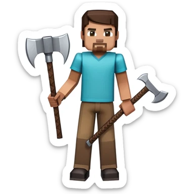 Minecraft character holding a pickaxe sticker
