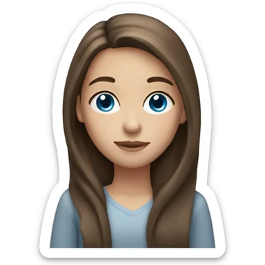 girl with long brown hair, blue eyes sticker