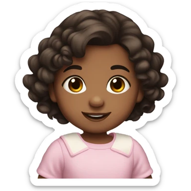 Baby girl with dark hair and brown eyes smiling  sticker