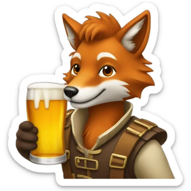 Renard qui boit une bière sticker