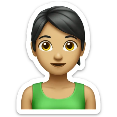 Chica con camisa negra y la palabra Galery en verde  sticker