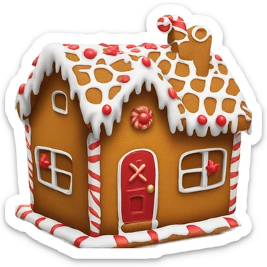 Gingerbread house with red decorations sticker