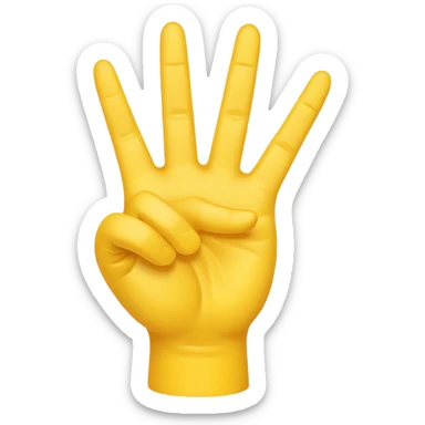Right yellow hand
Peace sign but with thumb extended out  sticker