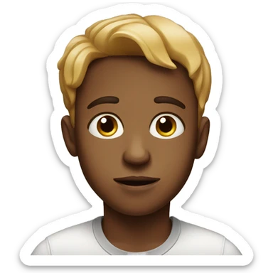 boy with food, scrunched face and narrow eyes sticker