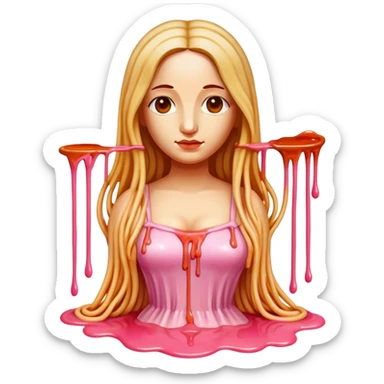  SPAM meat melted pink dripping sauce spaghetti dress monalisa portrait sticker