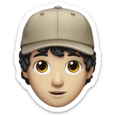 guy with white skin burberry cap and black mid-length hair sticker