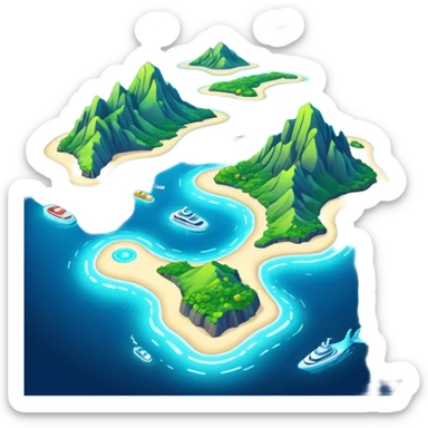 futuristic sea map with islands and a route  sticker