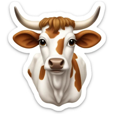 Cute, realistic Texas longhorn heifer sticker