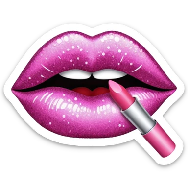 glitter pink mark of lipstick kiss sticker