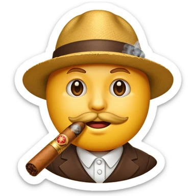 a shush emoji but a cigar instead of a finger sticker