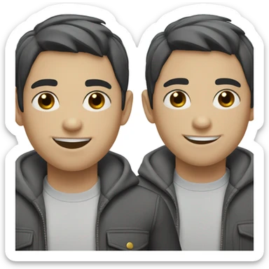 "Generate an emoji of a boy with white skin and short black hair. Make sure his expression is friendly and approachable!" sticker
