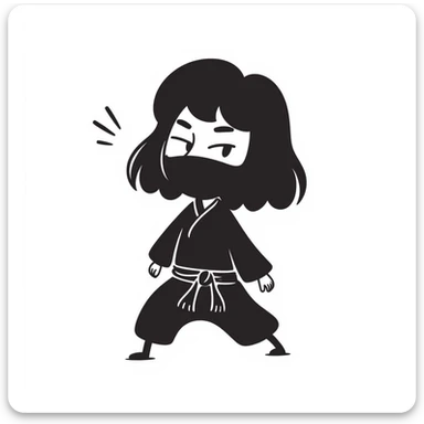 ninja in a hand drawn doodle style, playful expression sticker