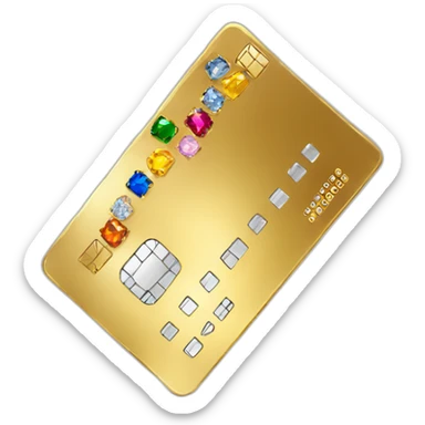gold credit card with gems sticker