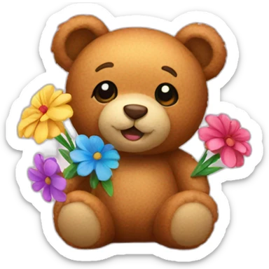 Teddy with flowers  sticker