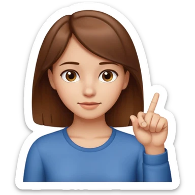 Brown haired girl, tapping her thumb and index finger sticker