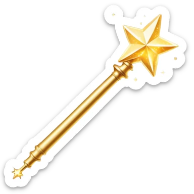 Sparkly magic wand with a star tip, casting magical sparks sticker
